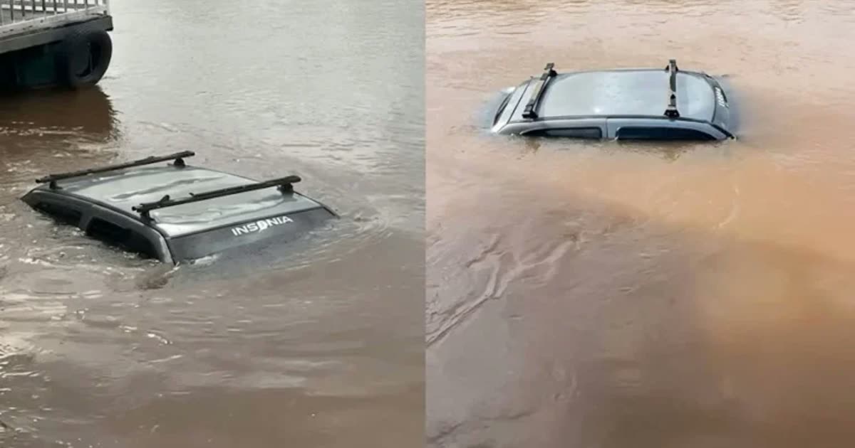 Carro é encontrado parcialmente submerso em rio de Barra do Garças, MT