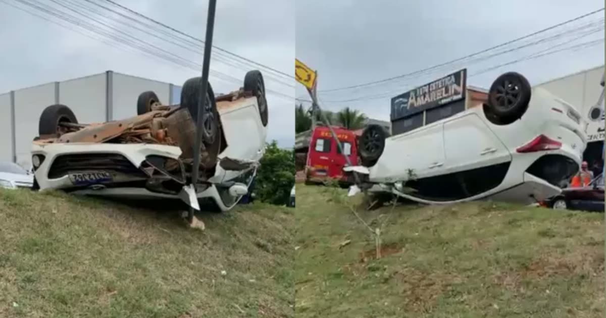 Manobra brusca causa tombamento de carro e colisões em Sorriso, MT