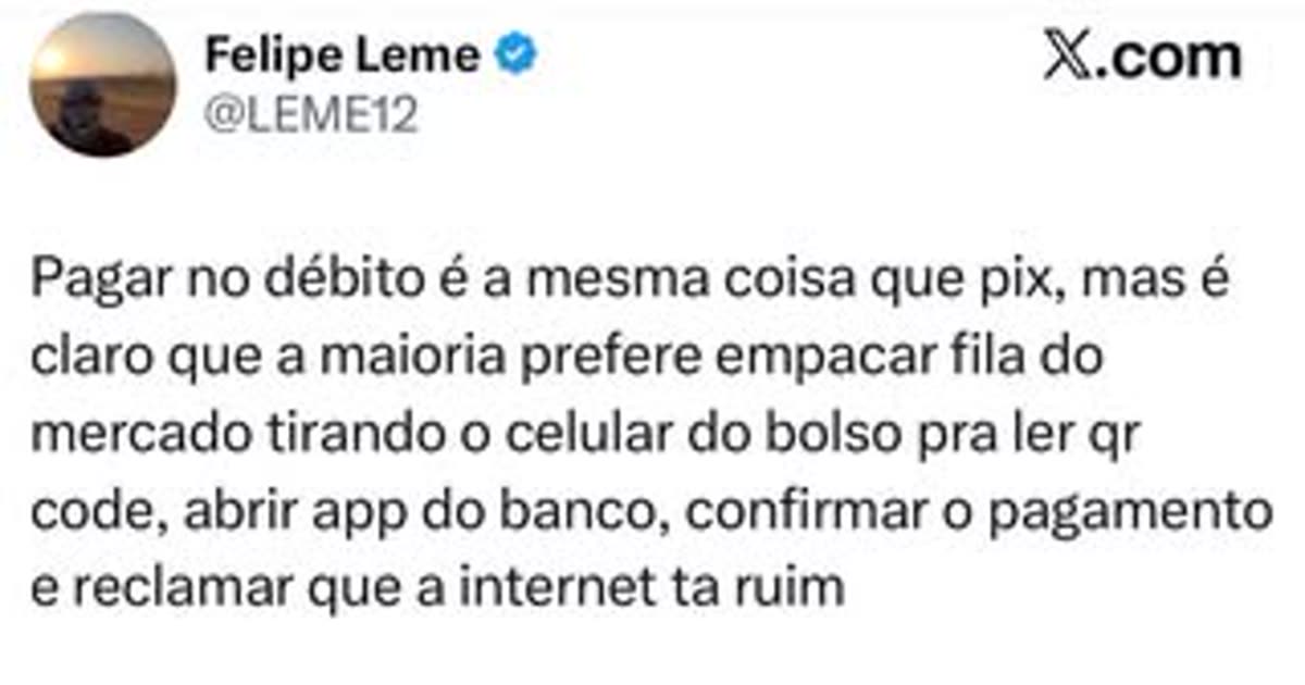 Pagar no débito é igual a pix, mas fila no mercado não acaba