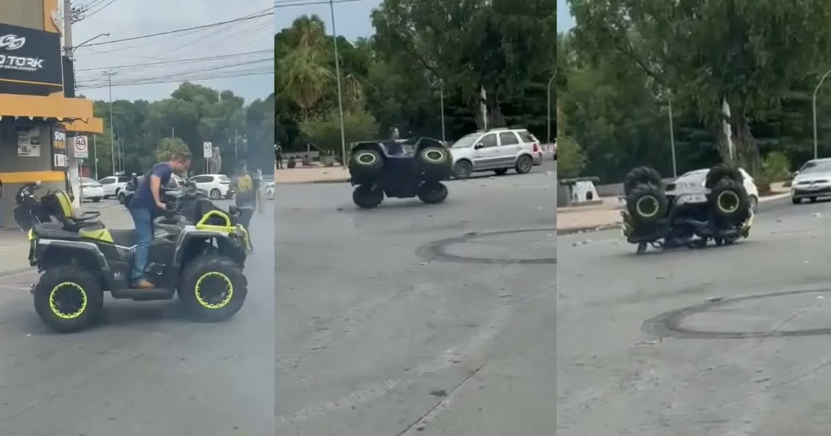 Homem capota quadriciclo durante manobras em Cuiabá